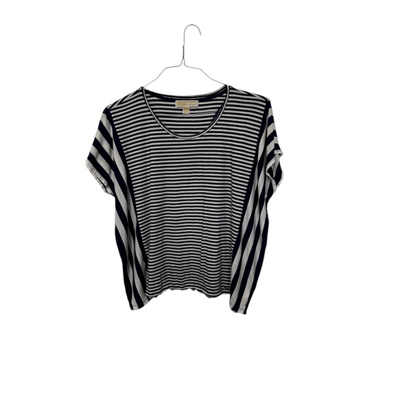 Michael Kors Striped T-Shirt Short Sleeve Casual Top Navy White Size L‎ - Picture 1 of 7